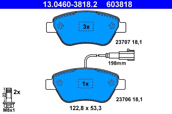 ATE 13.0460-3818.2 - Bremsbelagsatz, Scheibenbremse