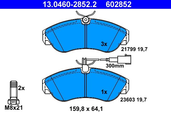 ATE 13.0460-2852.2 - Bremsbelagsatz, Scheibenbremse