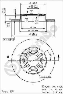 BREMBO 08.9136.11 - Bremsscheibe