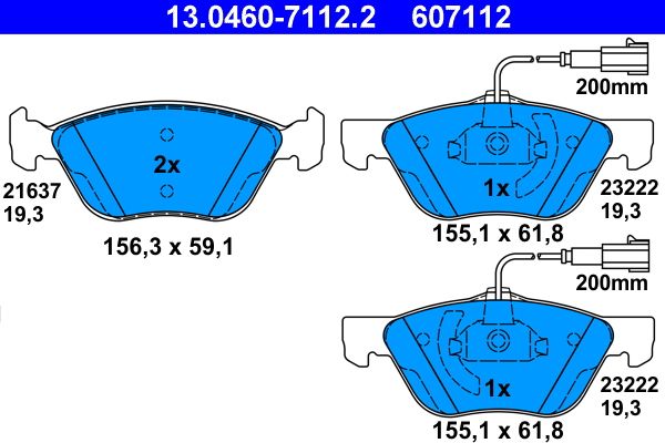ATE 13.0460-7112.2 - Bremsbelagsatz, Scheibenbremse