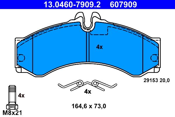 ATE 13.0460-7909.2 - Bremsbelagsatz, Scheibenbremse