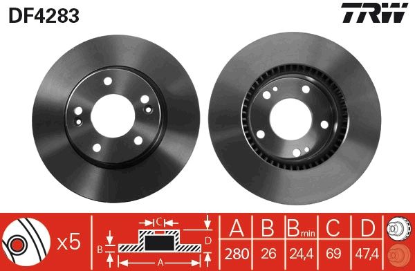TRW DF4283 - Bremsscheibe