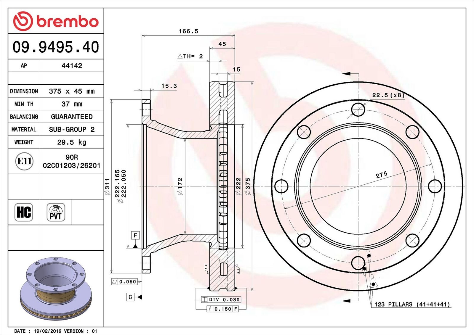 BREMBO 09.9495.40 - Bremsscheibe