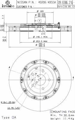 BREMBO 09.B386.23 - Bremsscheibe