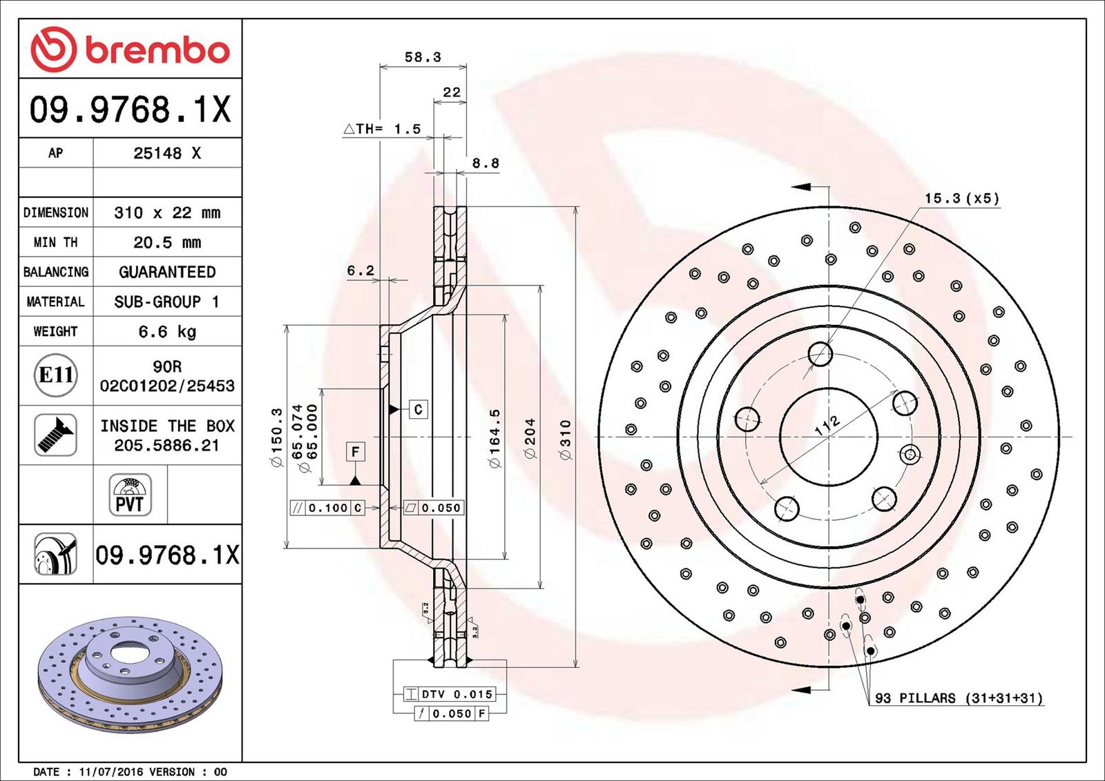 BREMBO 09.9768.1X - Bremsscheibe