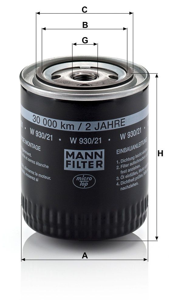 MANN-FILTER W 930/21 - Ölfilter