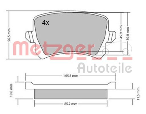 METZGER AUTOTEILE 1170116 - Bremsbelagsatz, Scheibenbremse