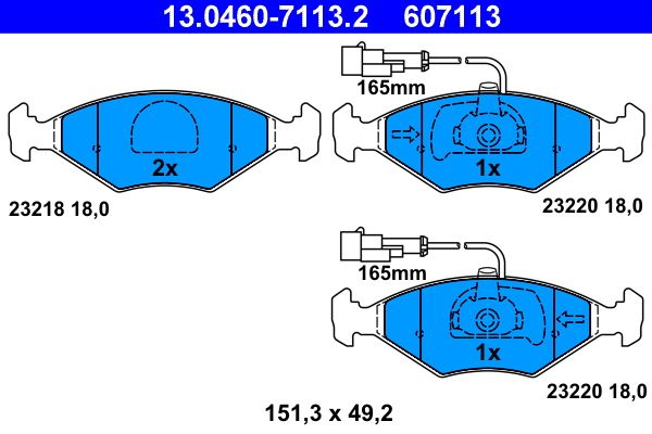 ATE 13.0460-7113.2 - Bremsbelagsatz, Scheibenbremse