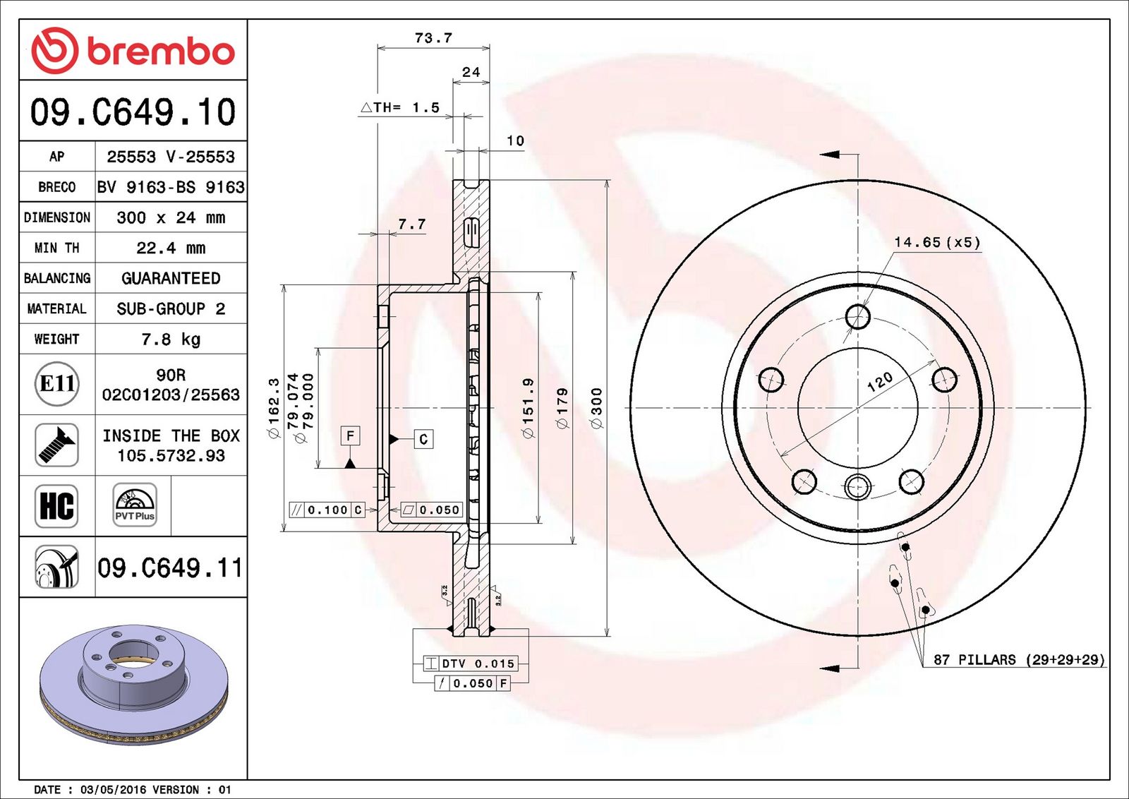 BREMBO 09.C649.11 - Bremsscheibe